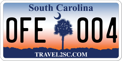 SC license plate OFE004