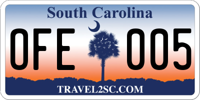 SC license plate OFE005