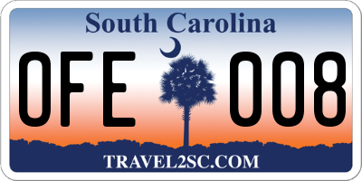 SC license plate OFE008