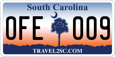 SC license plate OFE009