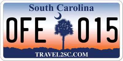 SC license plate OFE015