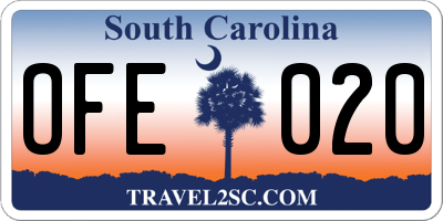 SC license plate OFE020