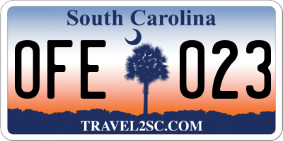 SC license plate OFE023