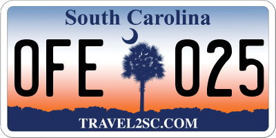 SC license plate OFE025