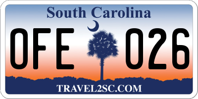 SC license plate OFE026