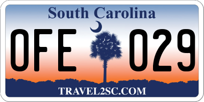 SC license plate OFE029