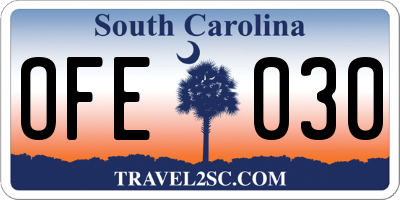 SC license plate OFE030