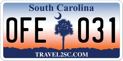 SC license plate OFE031