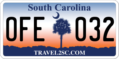 SC license plate OFE032