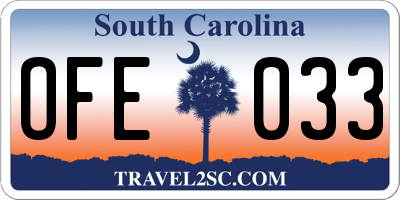 SC license plate OFE033
