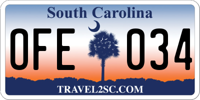 SC license plate OFE034
