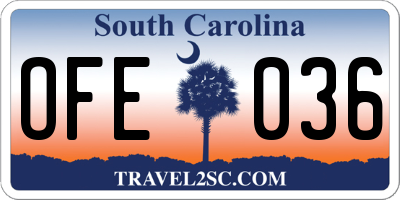 SC license plate OFE036