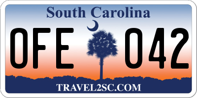 SC license plate OFE042