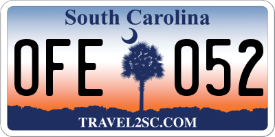 SC license plate OFE052
