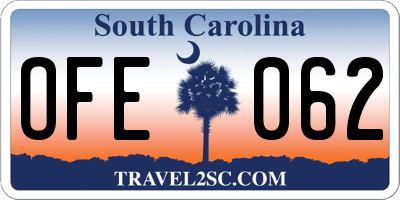 SC license plate OFE062
