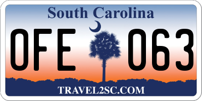 SC license plate OFE063