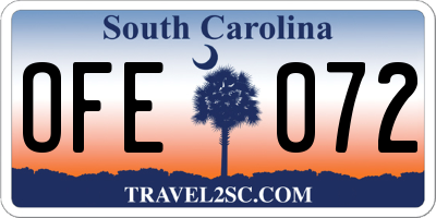 SC license plate OFE072