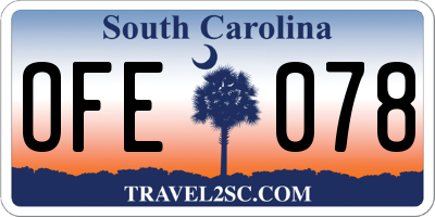 SC license plate OFE078