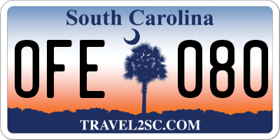 SC license plate OFE080