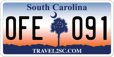 SC license plate OFE091