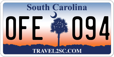 SC license plate OFE094
