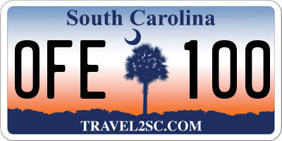SC license plate OFE100