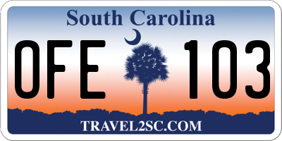 SC license plate OFE103