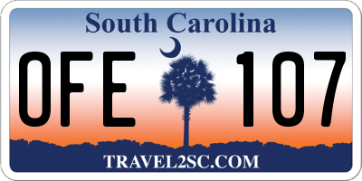 SC license plate OFE107