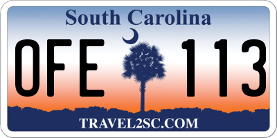 SC license plate OFE113