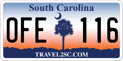 SC license plate OFE116