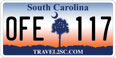 SC license plate OFE117