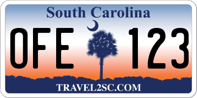 SC license plate OFE123