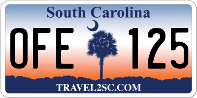 SC license plate OFE125