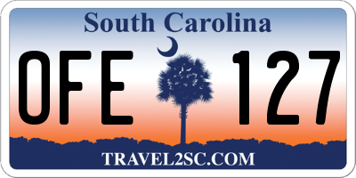 SC license plate OFE127