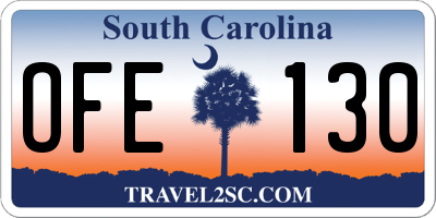 SC license plate OFE130