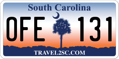 SC license plate OFE131