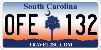SC license plate OFE132