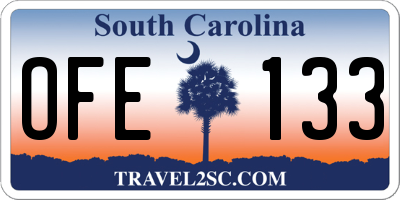 SC license plate OFE133