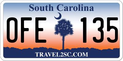 SC license plate OFE135