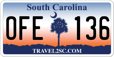 SC license plate OFE136