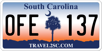 SC license plate OFE137