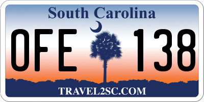 SC license plate OFE138