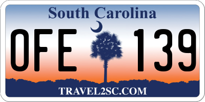 SC license plate OFE139