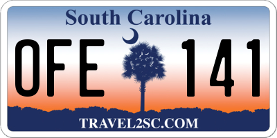 SC license plate OFE141