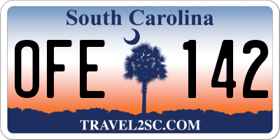 SC license plate OFE142