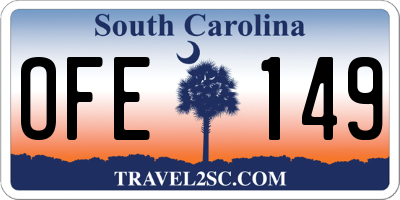 SC license plate OFE149