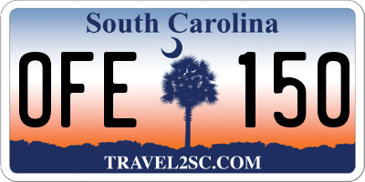 SC license plate OFE150
