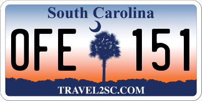 SC license plate OFE151