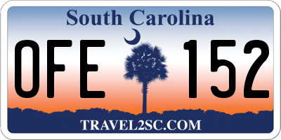 SC license plate OFE152