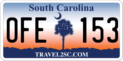 SC license plate OFE153